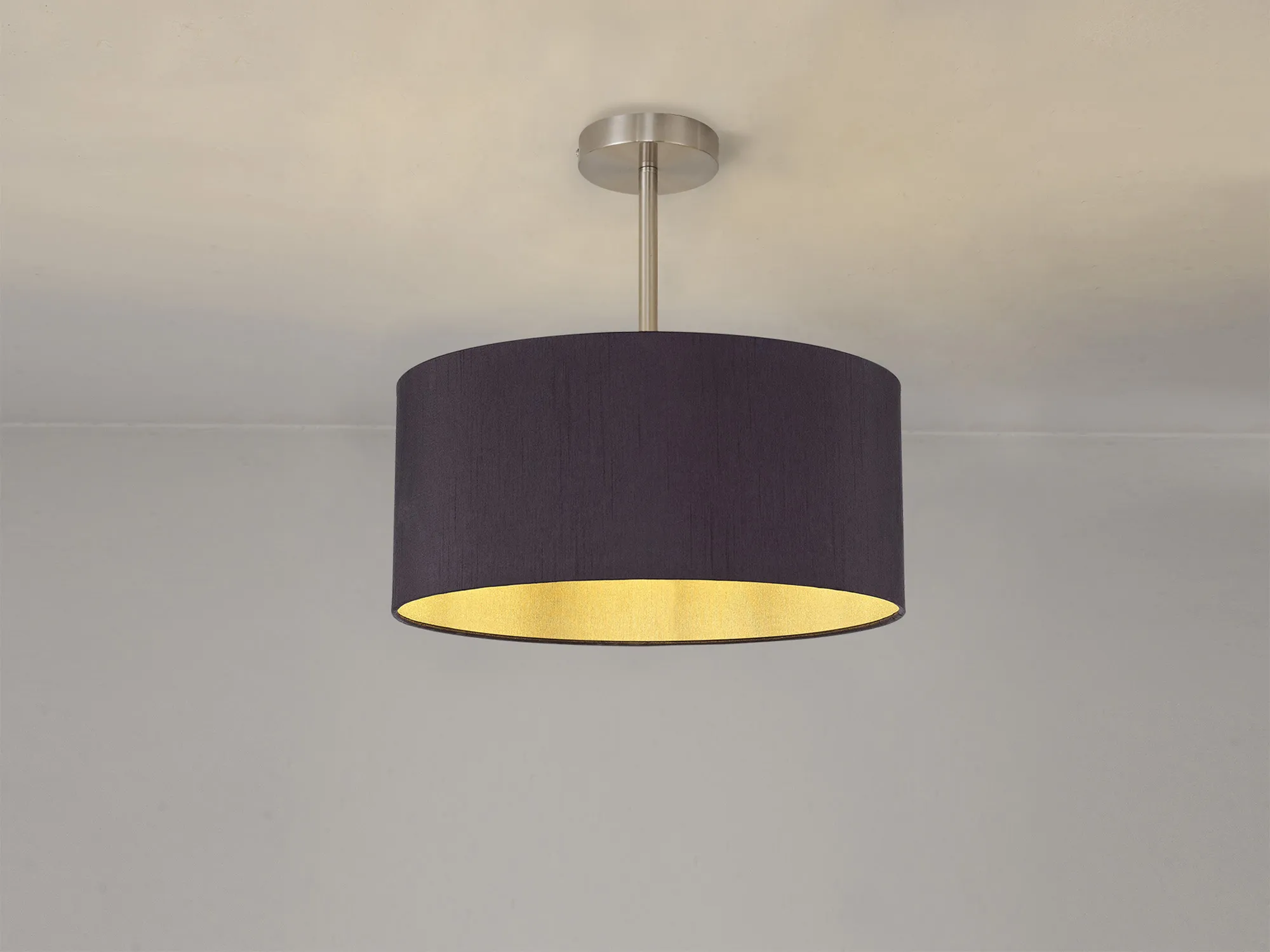 Baymont 40cm Semi Flush 1 Light Satin Nickel, Midnight Black/Green Olive DK0251  Deco Baymont